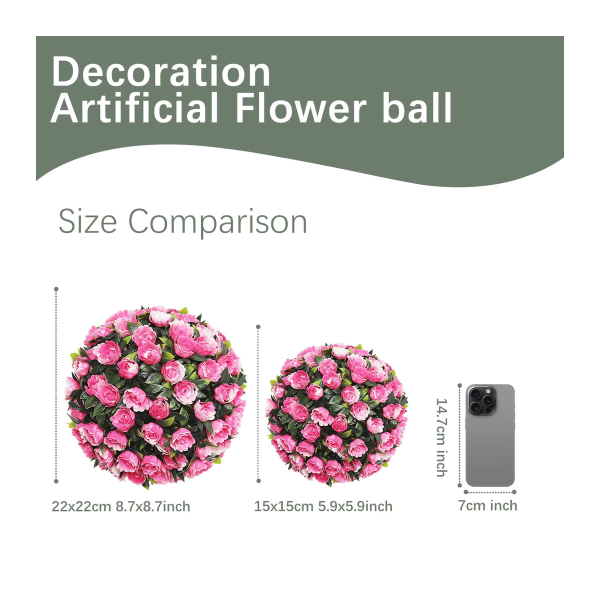 Xiya Künstliche Blumenkugeln in Weiß und Rosa für Garten, Home Deco und Hochzeiten - Bild 1