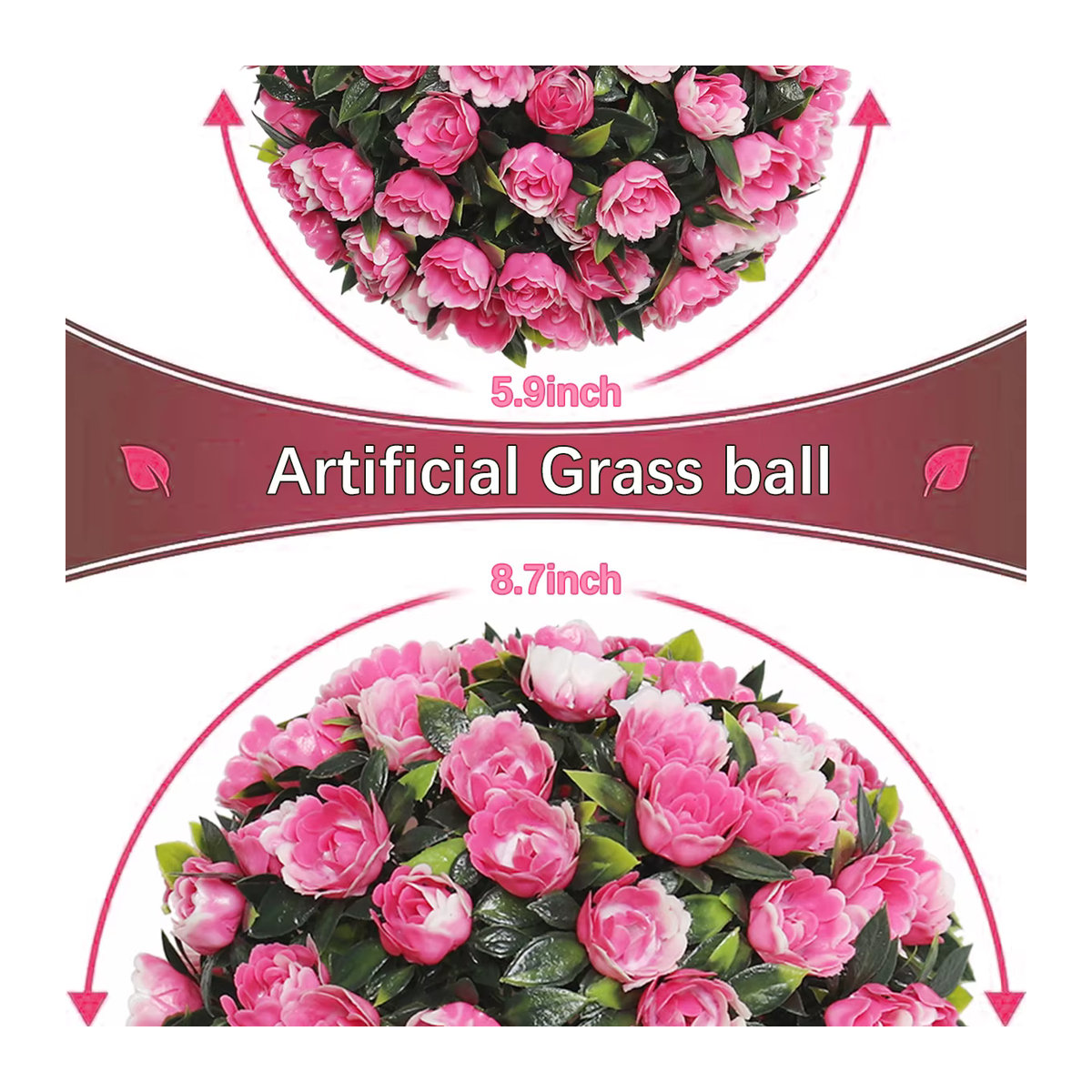 Xiya Künstliche Blumenkugeln in Weiß und Rosa für Garten, Home Deco und Hochzeiten - Bild 3