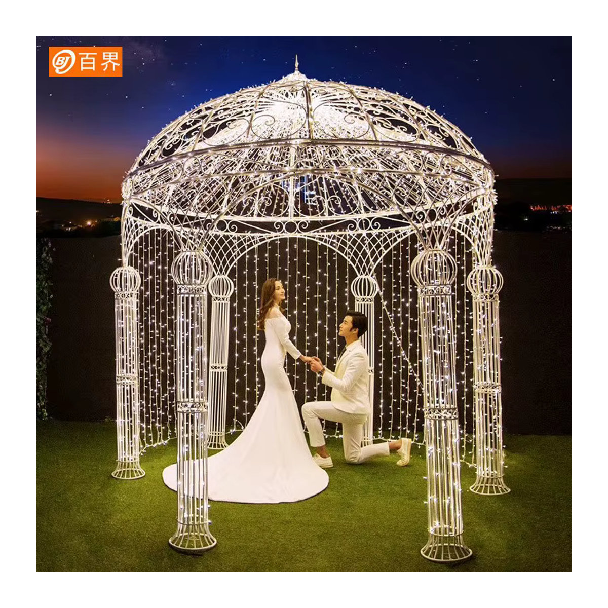 XMSJ Schmiedeeiserner Pavillon im Jurten-Design für den Garten und Außenbereich - Bild 2