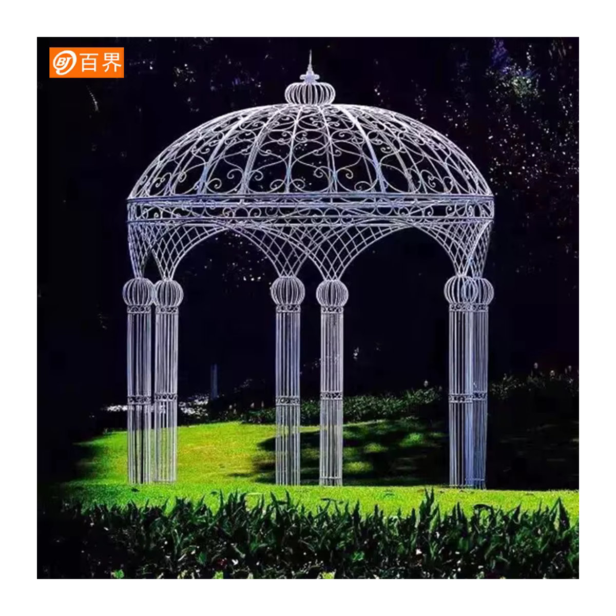 XMSJ Schmiedeeiserner Pavillon im Jurten-Design für den Garten und Außenbereich - Bild 5