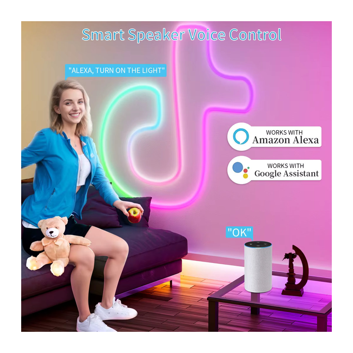 Xnbada SP548E WiFi Musik LED Controller für adressierbare WS2812b und WS2811 RGB Pixel LED Streifen mit App- und Alexa Sprachsteuerung in Weiß - Bild 4