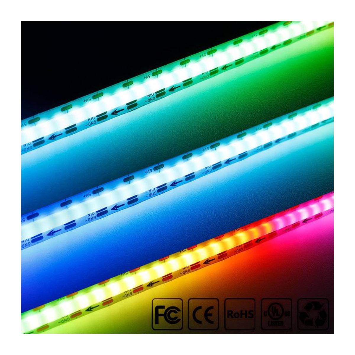 Xnbada WS2812B COB-LED-Streifen RGBIC individuell adressierbares Traumfarblicht mit hoher Dichte 5 V - Bild 1