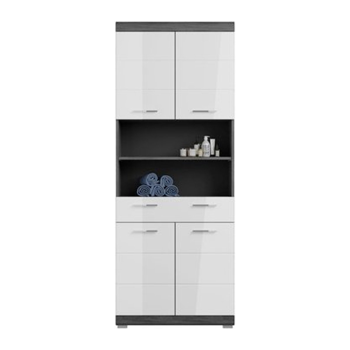 xonox.home Hochschrank Scout mit Drehtüren, Modern, Braun, B/H/T: 74 x 191 x 31 cm - Bild 1
