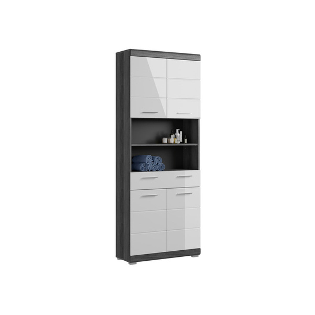xonox.home Hochschrank Scout mit Drehtüren, Modern, Braun, B/H/T: 74 x 191 x 31 cm - Bild 2