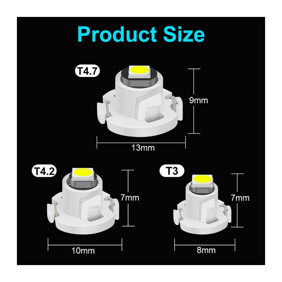XST Car LED Lights Set mit 10 Stück Superhelle T3 T 4,2 T 4,7 SMD 3030 Lampen in Weiß für Innenraum, Dashboard und Instrumentenbeleuchtung mit Canbus-System - Bild 4