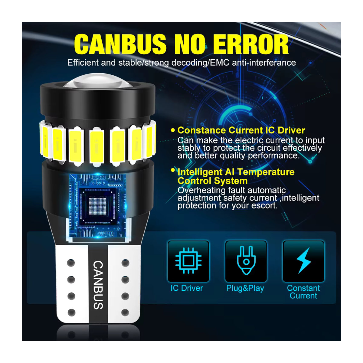 XSTORM T10 W5W LED Canbus Glühbirne für Auto-Innenraum und Kennzeichenleuchte, 1000LM, 12V - Bild 4