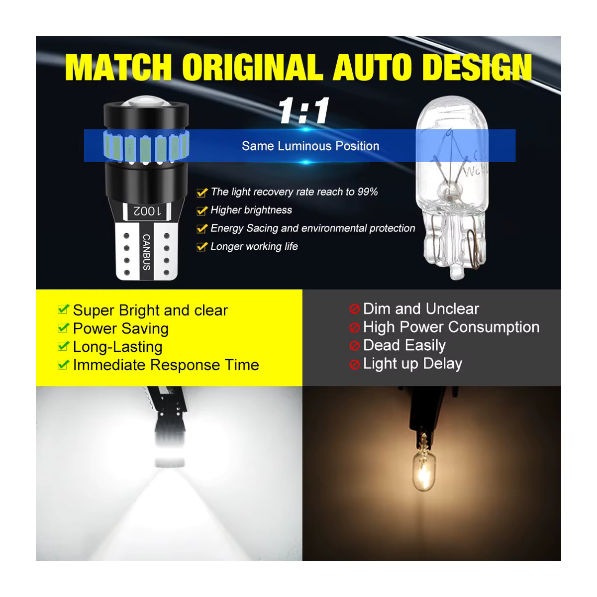 XSTORM T10 W5W LED Canbus Glühbirne für Auto-Innenraum und Kennzeichenleuchte, 1000LM, 12V - Bild 6