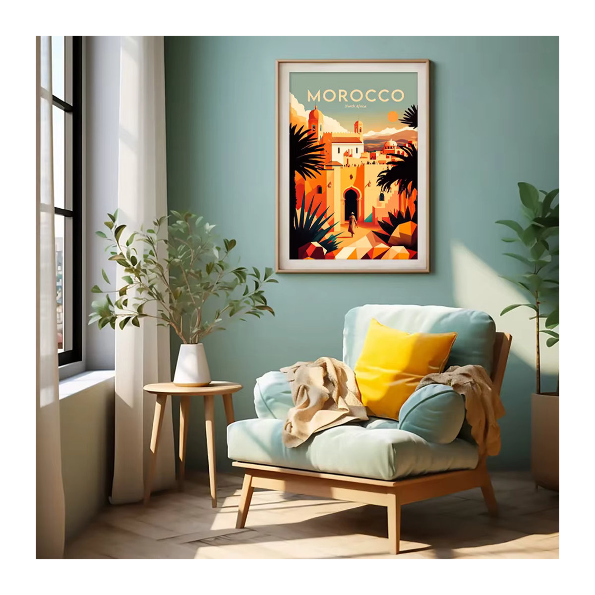 XUEQIXIAOZU Diamantmalerei Marrakesch Poster Marokko Landschaft 5D DIY Edelstein Mosaik Wanddekoration, mehrfarbig, rund - Bild 1