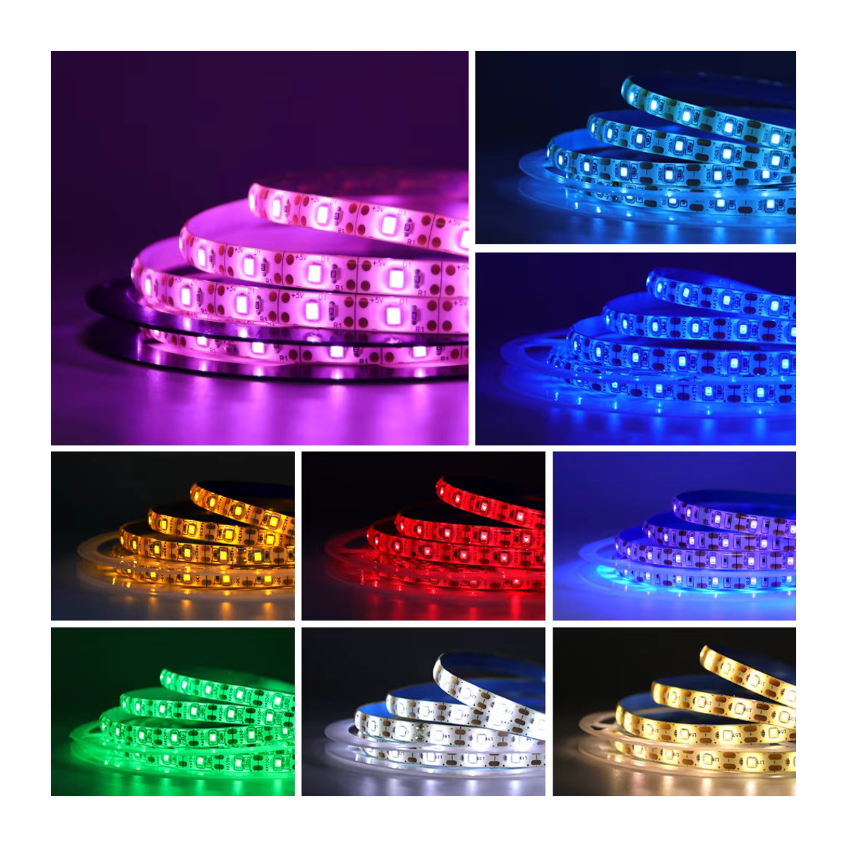 XUNATA batteriebetriebener LED-Streifen 5V mit 2835 SMD und 60 LEDs/m, wasserdichtes flexibles LED-Band für TV-Hintergrundbeleuchtung in warmweiß, rot, grün, eisblau und rosa - Bild 3