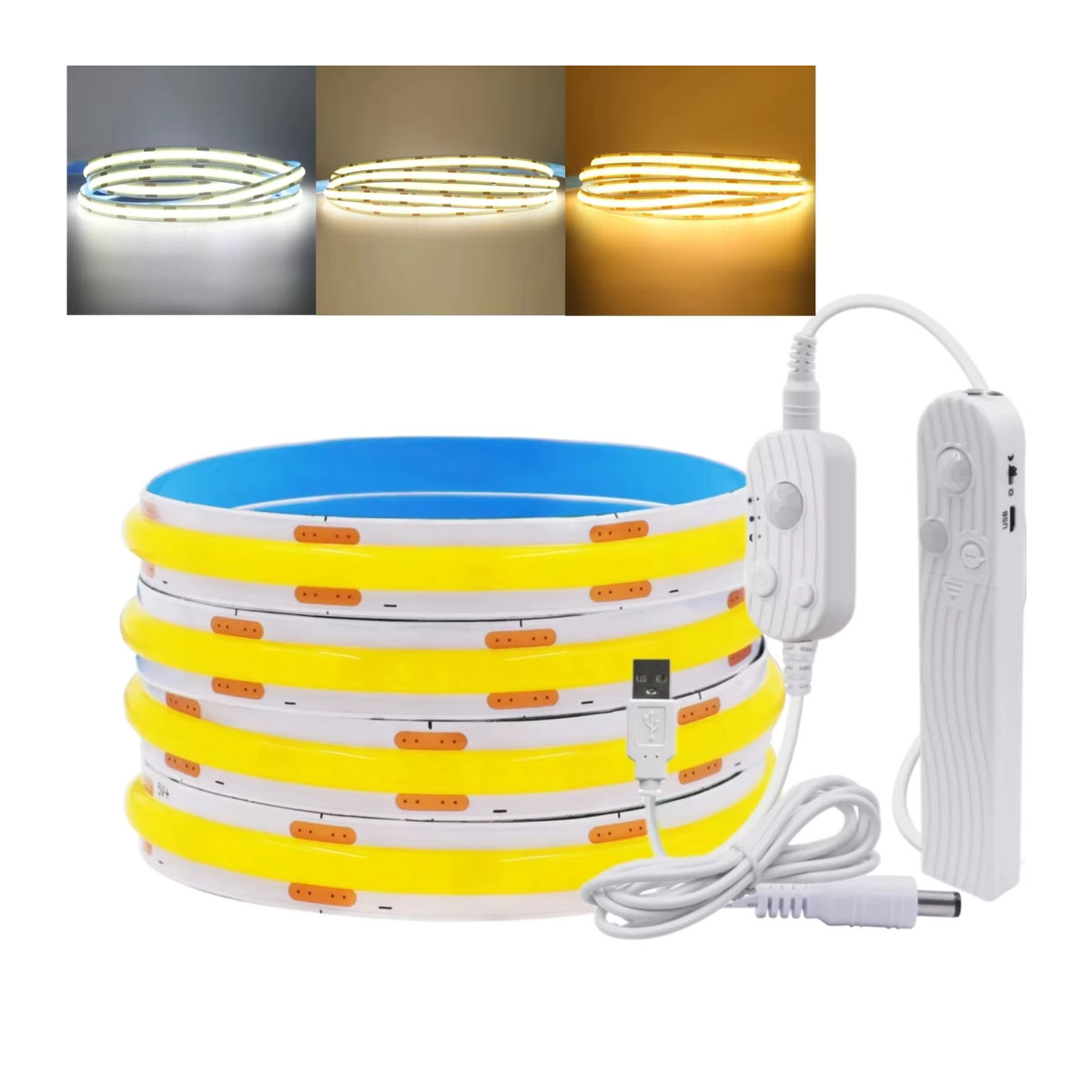 XUNATA COB LED-Streifenlicht mit Bewegungsmelder, USB-Betrieb oder 4AAA-Batterien, neutralweißes lineares Licht mit 320 LEDs, 8 mm Breite, in Weiß oder Bunt verfügbar - Bild 7