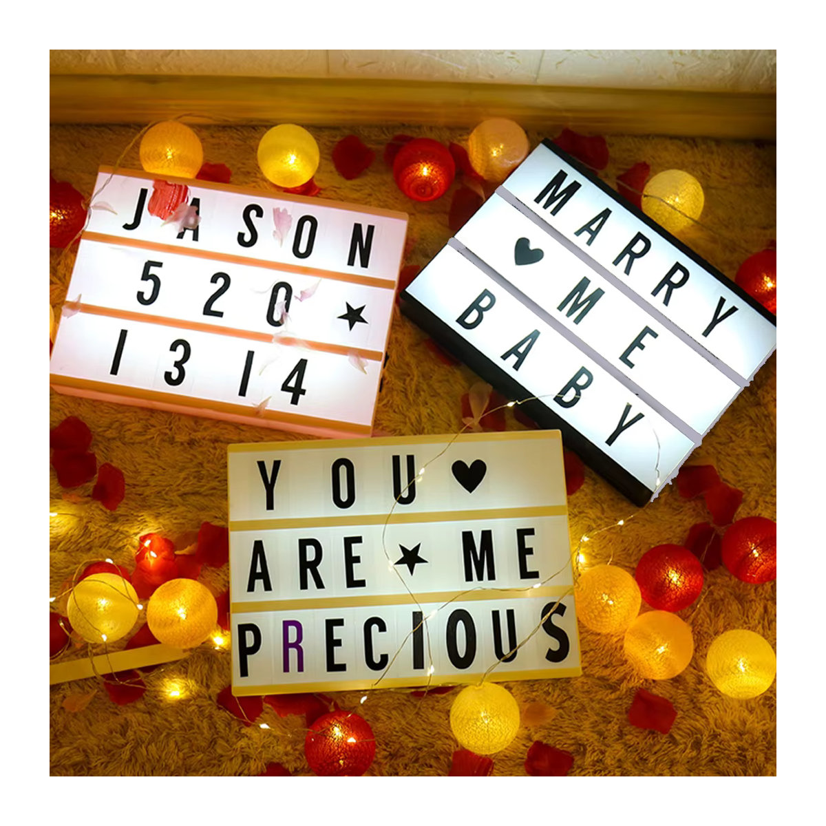XUNATA DIY LED Buchstaben Lichtbox Nachtlicht als Tischlampe für Nachrichten und Symbole in Schwarz oder Weiß - Bild 2