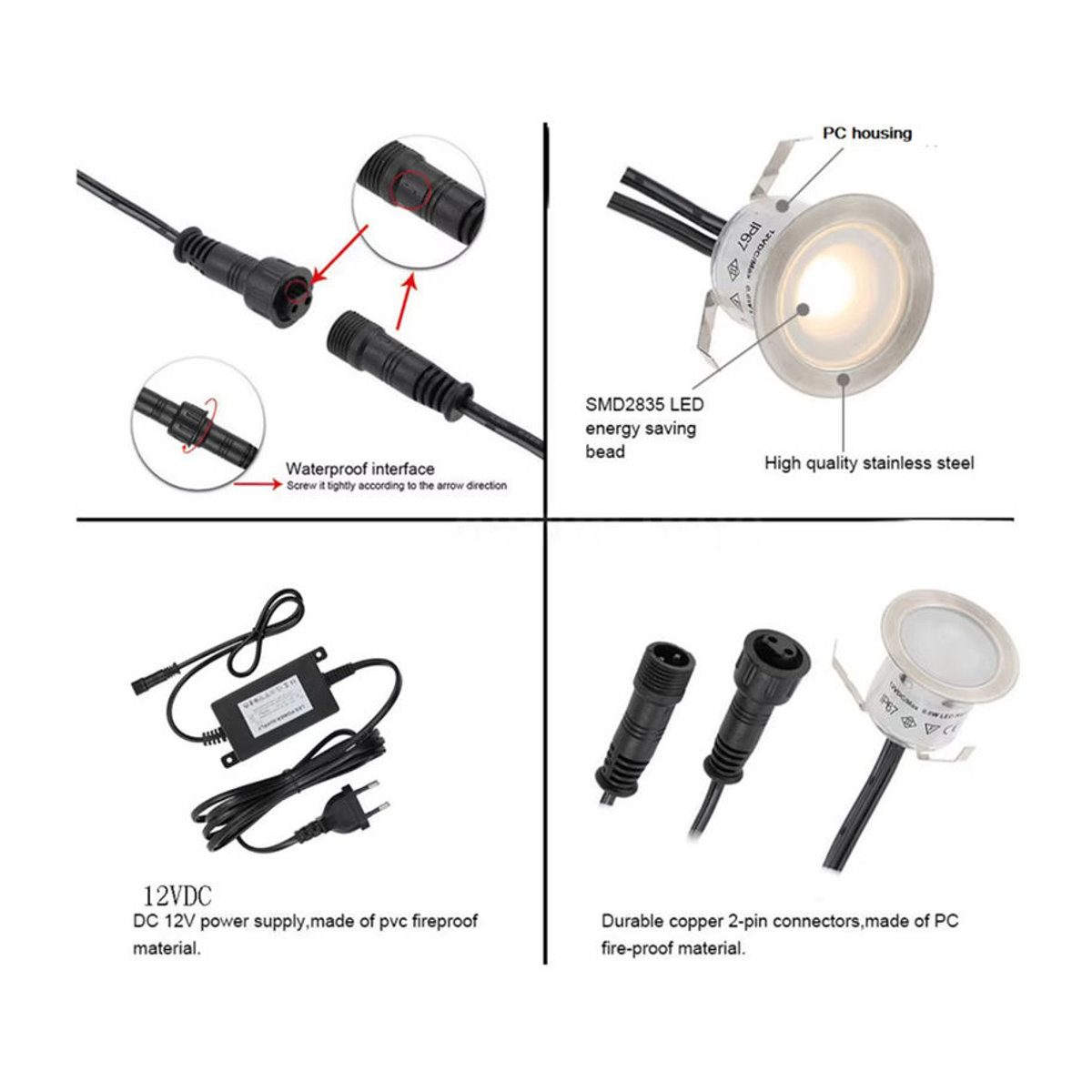 XUNATA LED Einbauleuchte aus Edelstahl für Garten und Treppen, wasserdichte Unterflur-Beleuchtung DC12V, minimalistisches Design - Bild 4