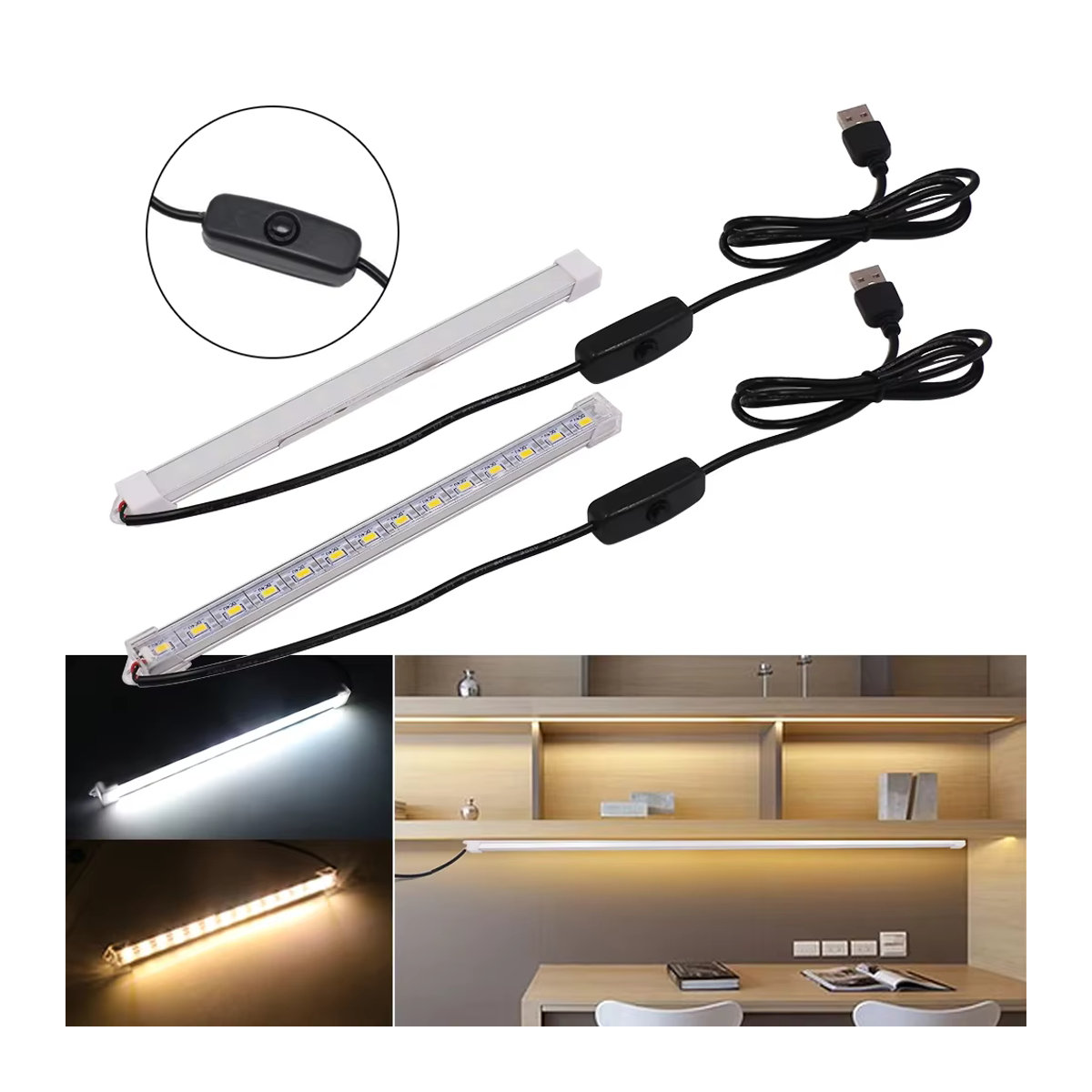 XUNATA LED-Lichtleiste USB-betrieben mit milchig-weißer Abdeckung und 5630 LED-Streifen in minimalistischem Design - Bild 6