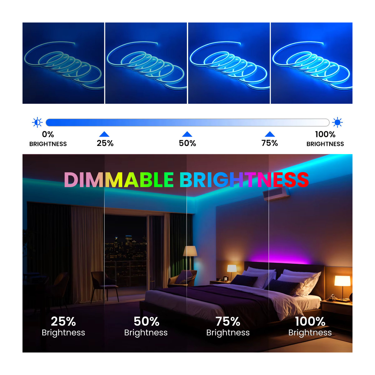XUNATA RGB LED Neonlicht Bluetooth LED Streifen mit Fernbedienung, SMD2835 108Leds/m, wasserdicht, AA Batteriebetrieben, DC5V - Bild 3