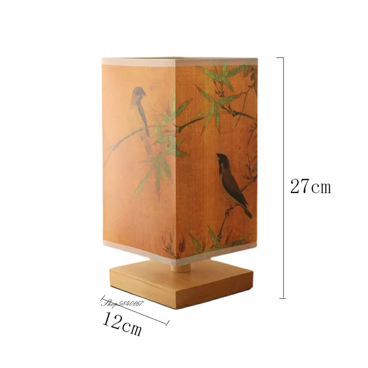 XunShiNi Tischlampe aus Holz im Vintage-Stil mit Landschaftsmalerei in Beige - Bild 2