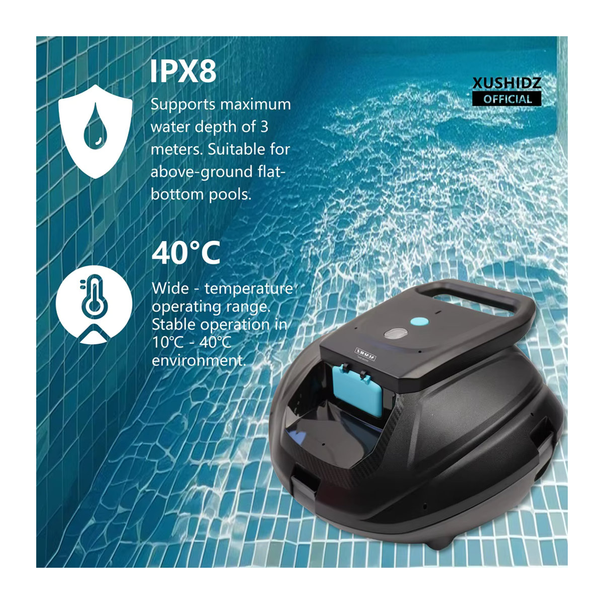 XUSHIDZ SP1 Roboter-Poolreiniger in Anthrazit mit starker Saugkraft und intelligenter Routenplanung - Bild 5