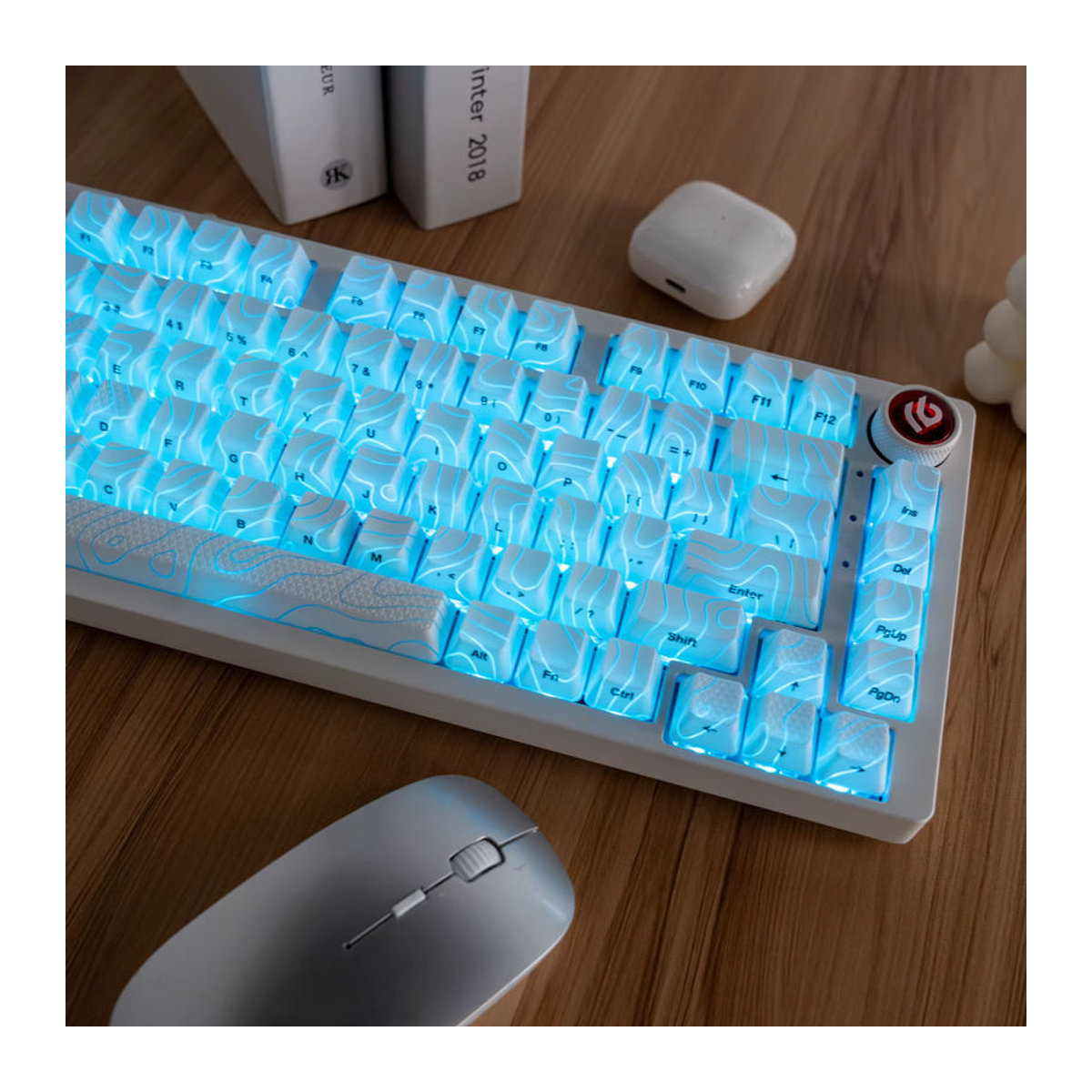 XVX Topographic Keycap Set in Weiß mit geometrischem Muster, OEM Profil, Shine-Through Effekt und 118 Tasten aus Kunststoff - Bild 5