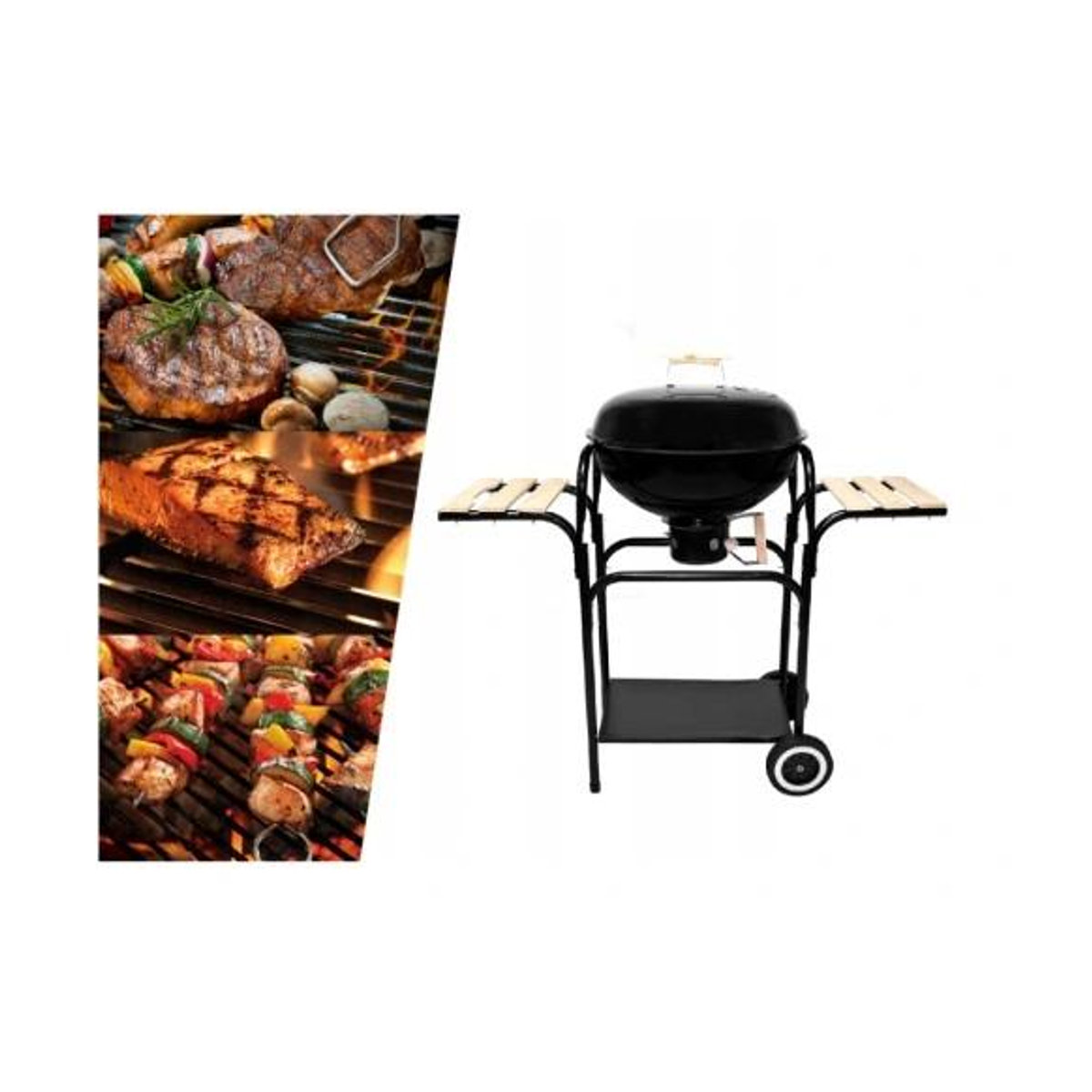 XXL Holzkohlegrill Set mit Deckel, Ablagen und verschließbarer Ascheschale für den Garten - Bild 2