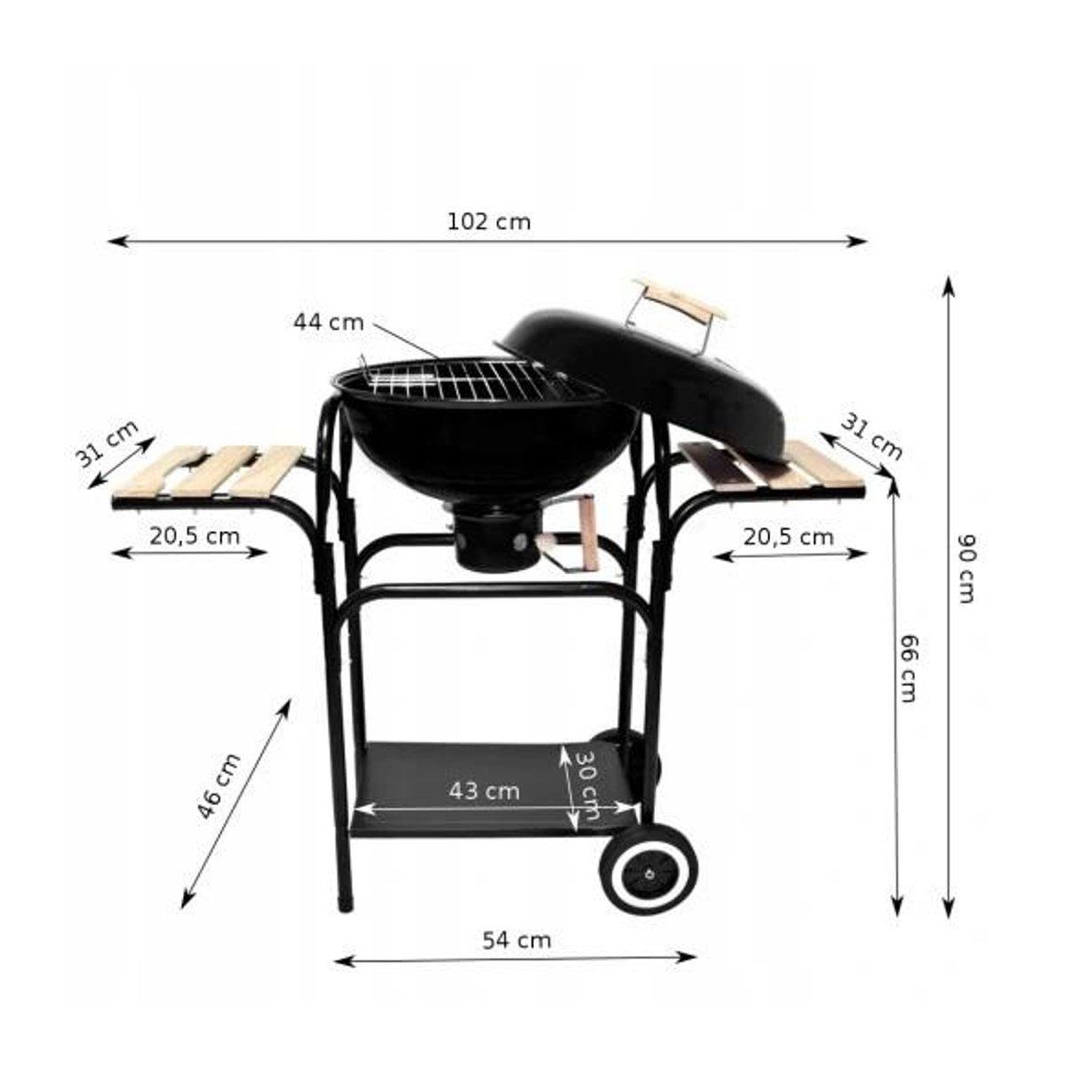XXL Holzkohlegrill Set mit Deckel, Ablagen und verschließbarer Ascheschale für den Garten - Bild 3