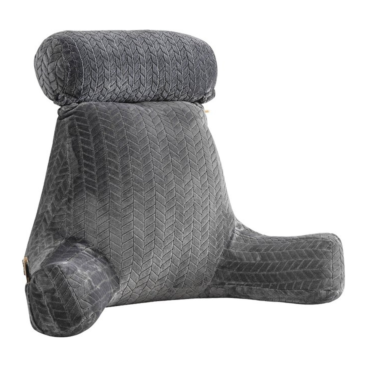 XXL-Lesekissen für Erwachsene in Dunkelgrau mit Armtaschen als ergonomische Rückenlehne und Bettstützkissen - Bild 1