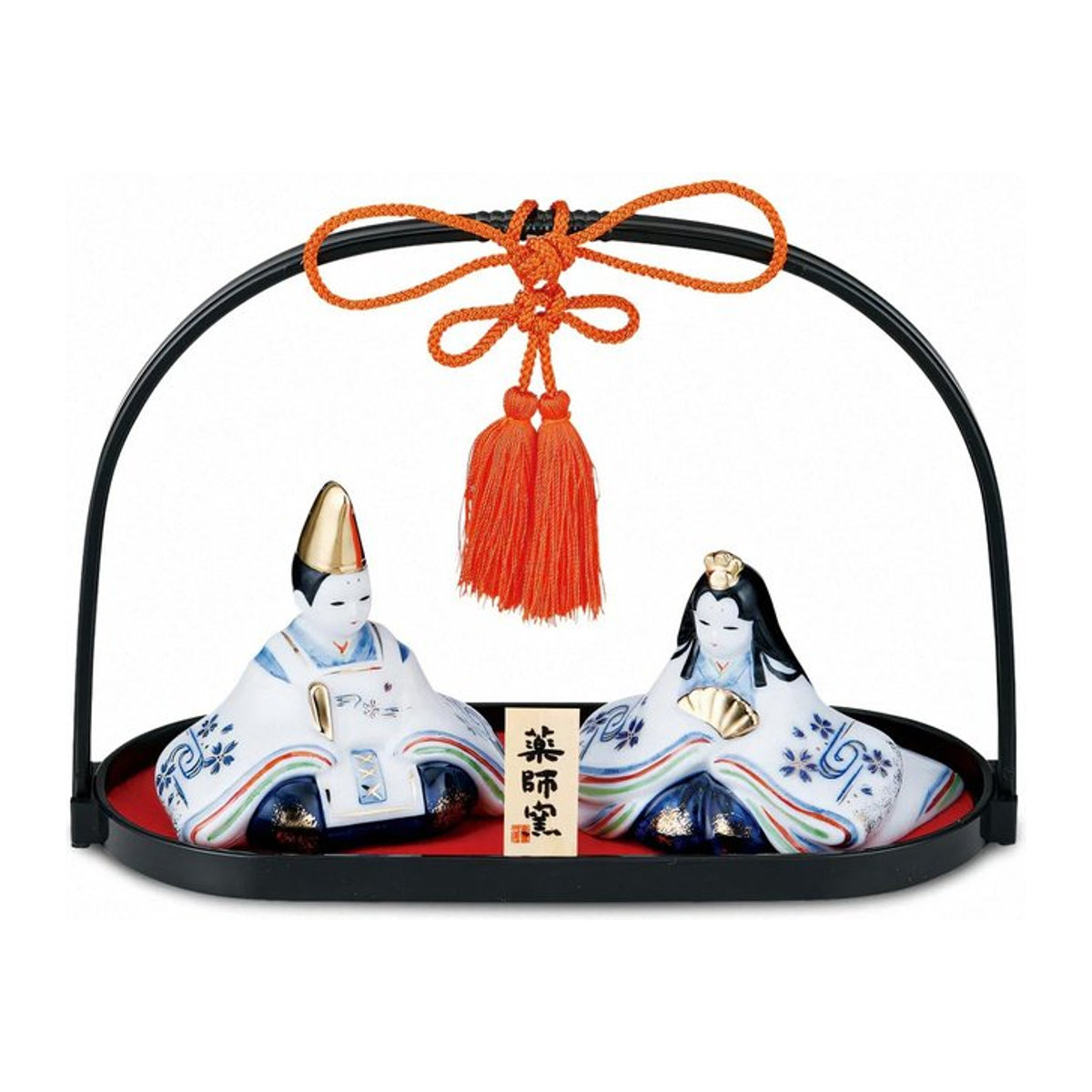 Yakushigama Zen-style-Selection Nishiki-Puppen für das Puppenfestival in Blau und Weiß aus Porzellan mit Handkorb - Bild 1