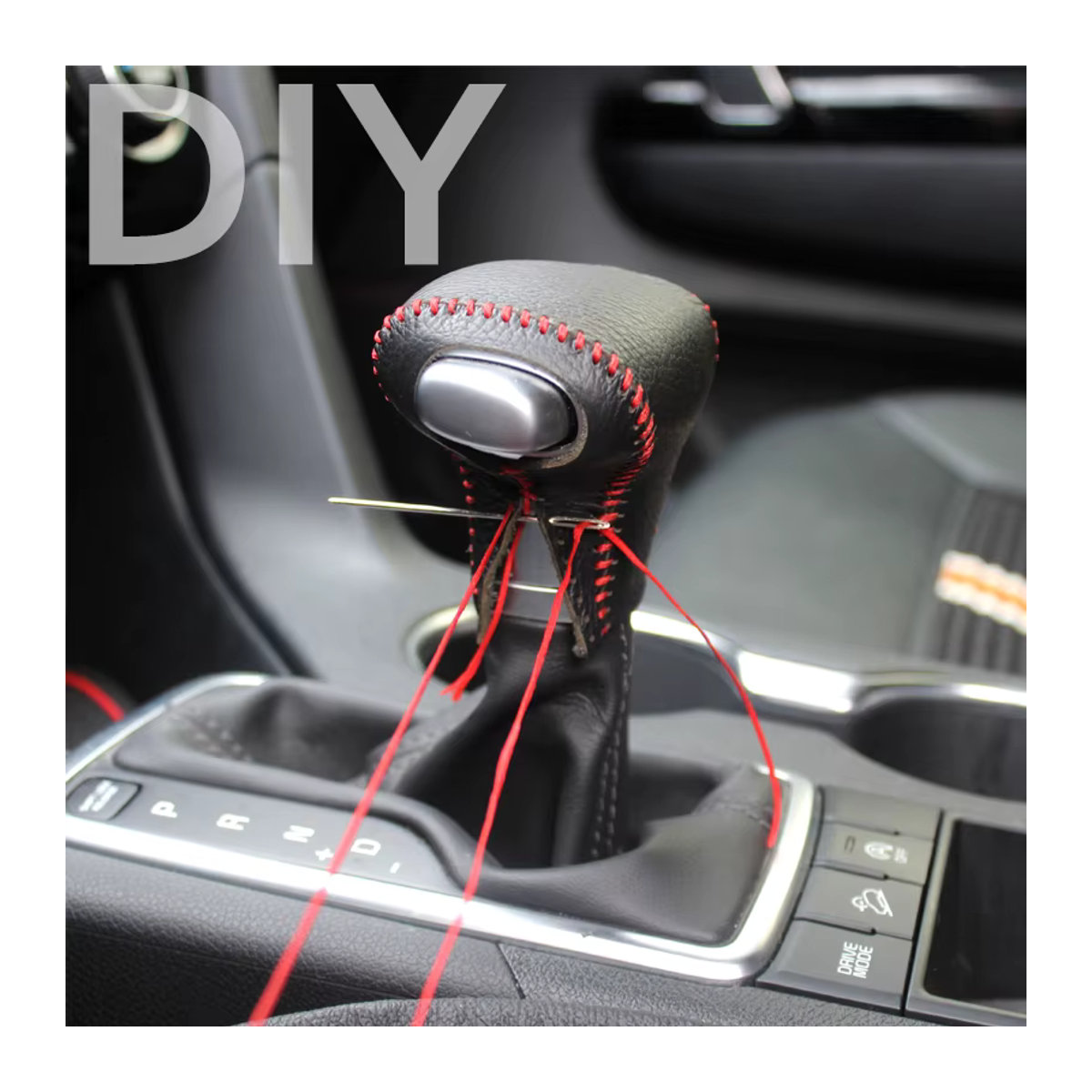 YaLumei Handgenähte Leder Auto Schaltknauf Abdeckung in Schwarz für Kia Rio K2 Sportage Niro Optima K5 - Bild 3