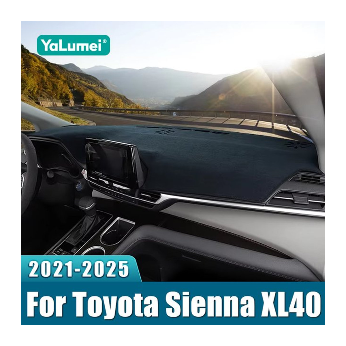 YaLumei Sonnenschutz-Armaturenbrett Abdeckung für Toyota Sienna XL40 Hybrid 2021-2025 in Schwarz, UV-Schutz und rutschfestes Material - Bild 1