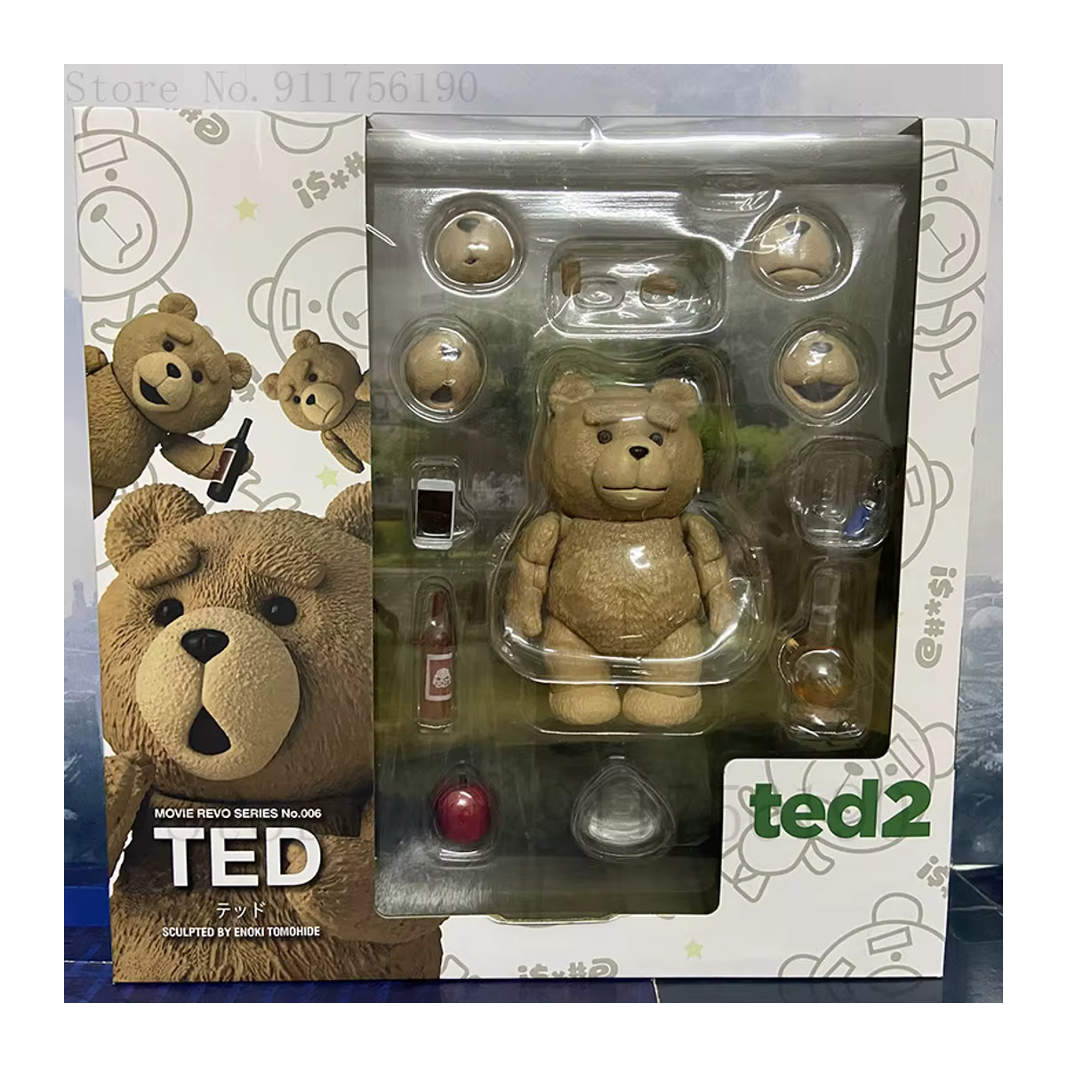 Yamaguchi Ted 2 Teddybär Figur aus Kunstharz, braun, Höhe: 10 cm - Bild 2