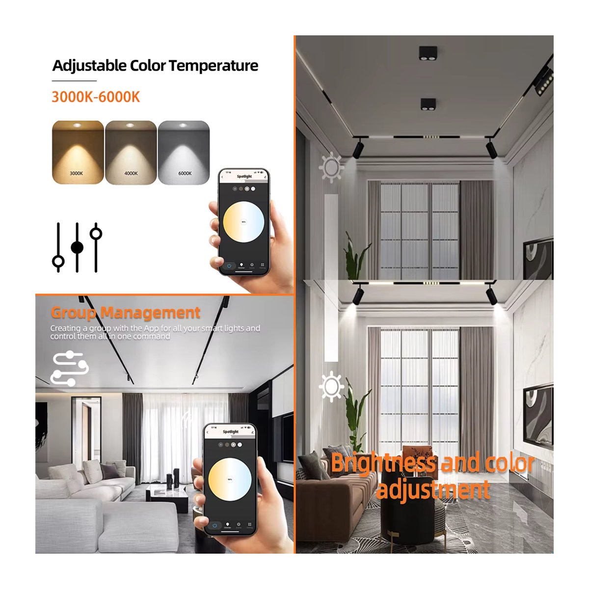 YANKE Intelligentes Magnet-Tracklight-System, Tuya Zigbee Dimmbares LED-Spotlight, Verstellbare Magnetische Schienensystem-Lampe, Schwarz, Minimalistisch - Bild 2