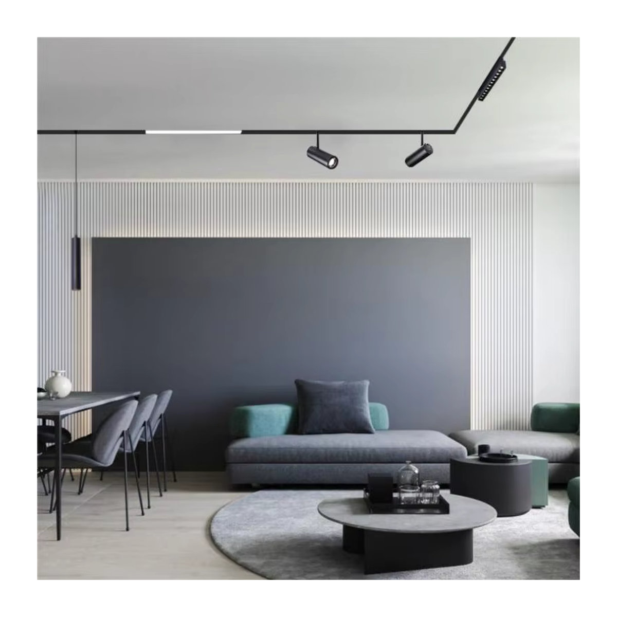YANKE Intelligentes Magnet-Tracklight-System, Tuya Zigbee Dimmbares LED-Spotlight, Verstellbare Magnetische Schienensystem-Lampe, Schwarz, Minimalistisch - Bild 4
