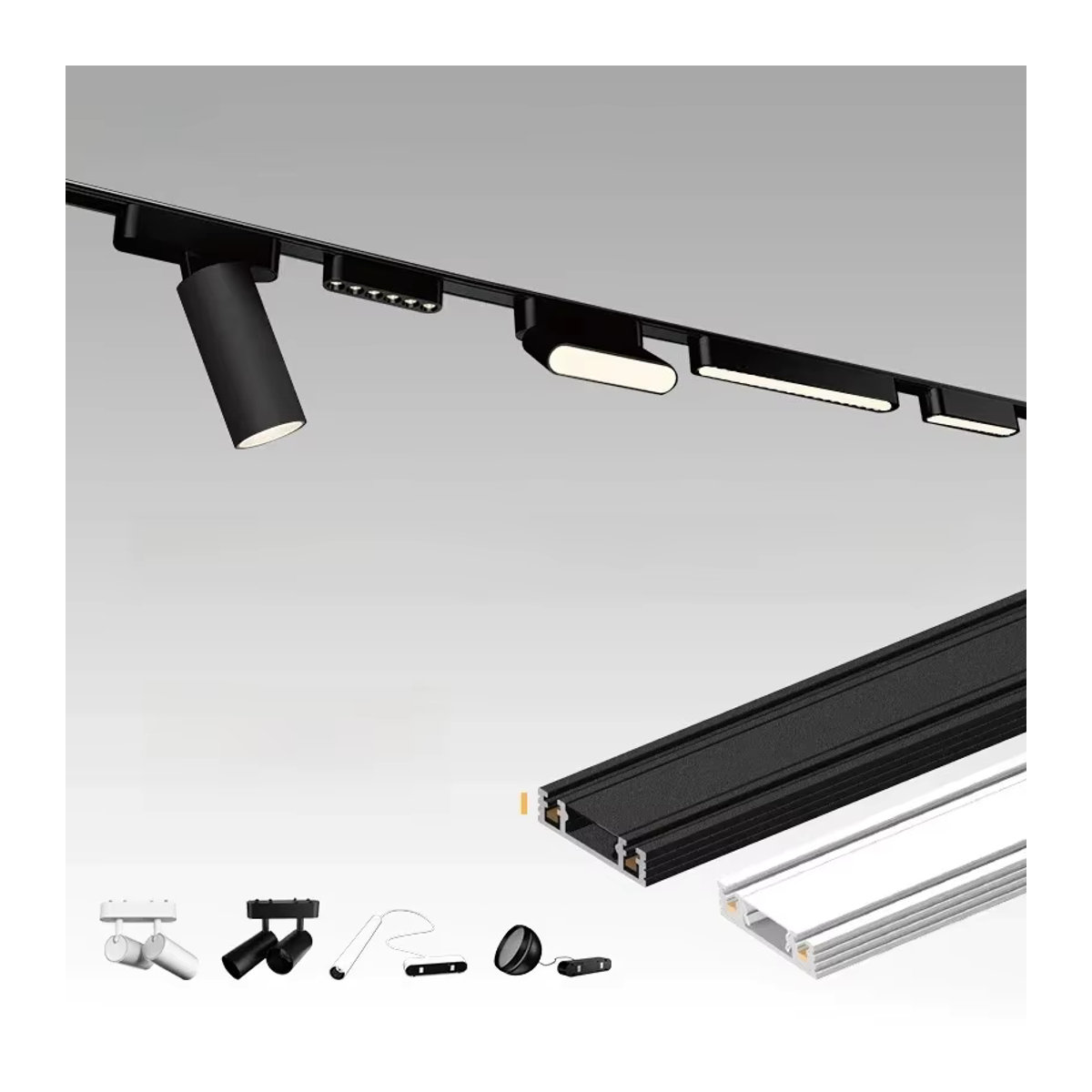 YANKE Magnetische Schienenleuchte UT-Pro-Serie, LED-Schienensystem in Schwarz, Smart Tuya Zigbee, dimmbar, ultradünne Strahlerlampe aus Aluminium für die Oberflächenmontage im Innenbereich - Bild 7