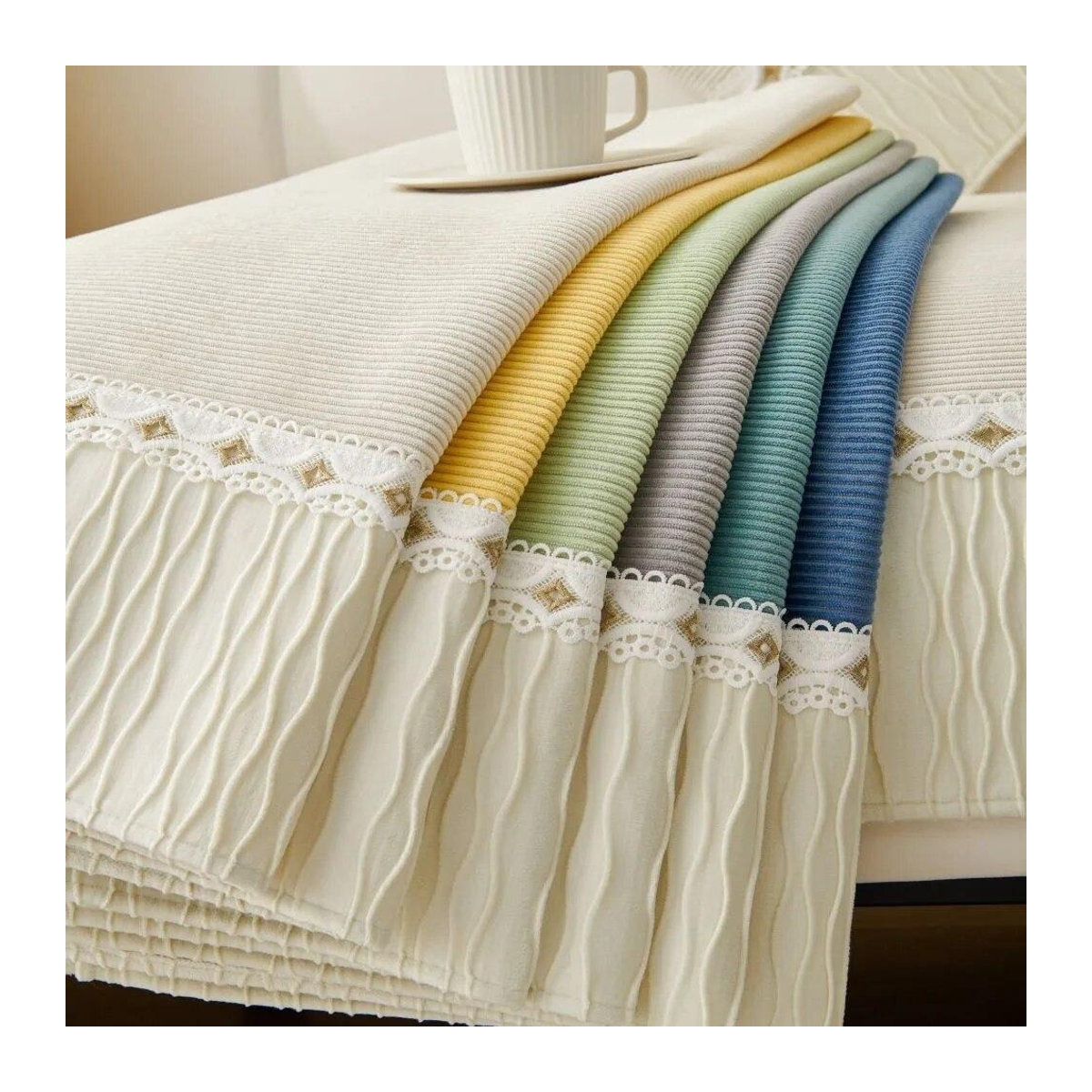 Yanxin-DengxinRongpinjie Cord-Patchwork-Sofabezug für dein Wohnzimmer, mehrfarbig, rutschfest und waschbar, 70 x 70 cm - Bild 1