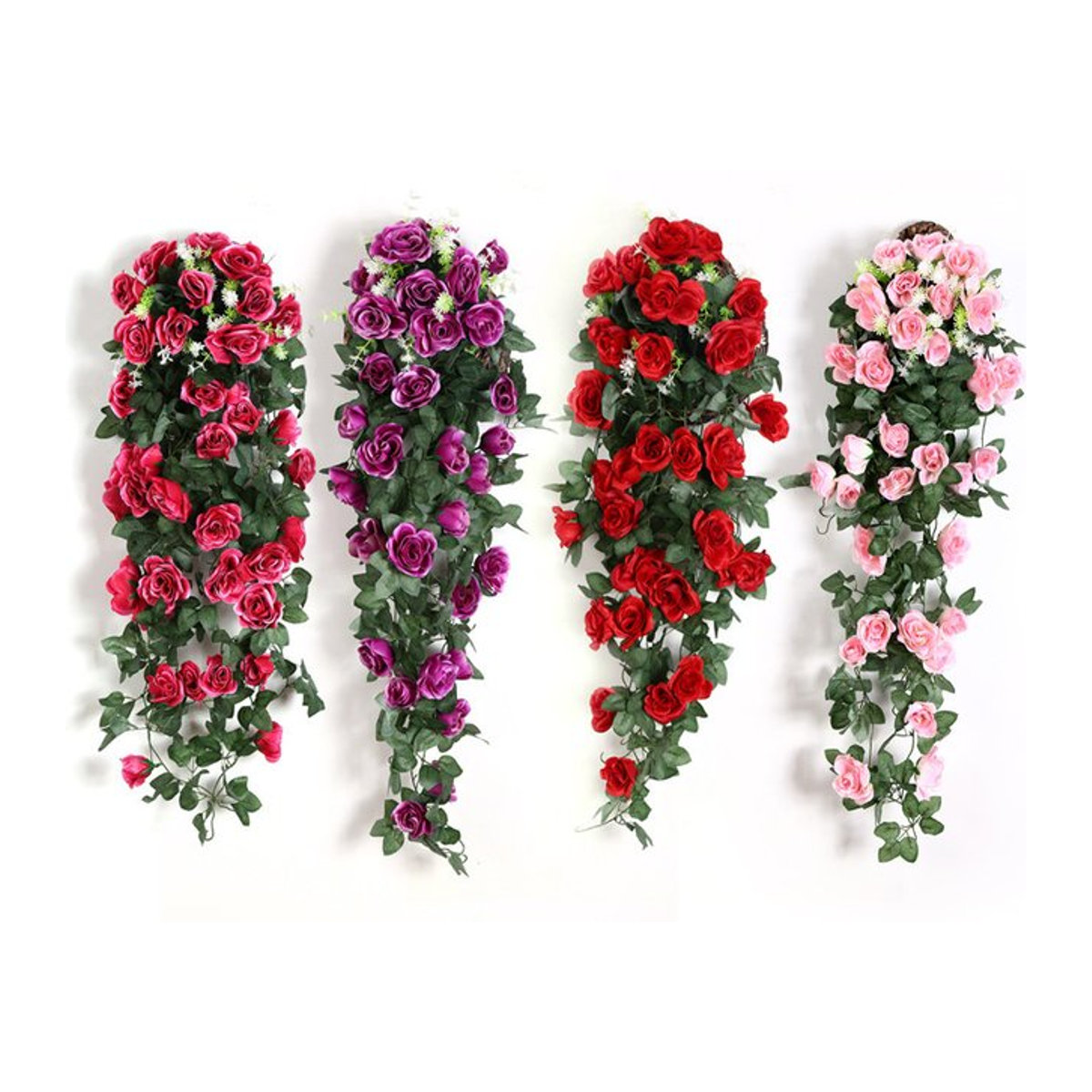 Yaoshine Künstliche Hängepflanzen mit Rosen und Ranken in Weiß und Mehrfarbig für die Dekoration von Hochzeit, Garten, Schlafzimmer oder Indoor und Outdoor - Bild 1