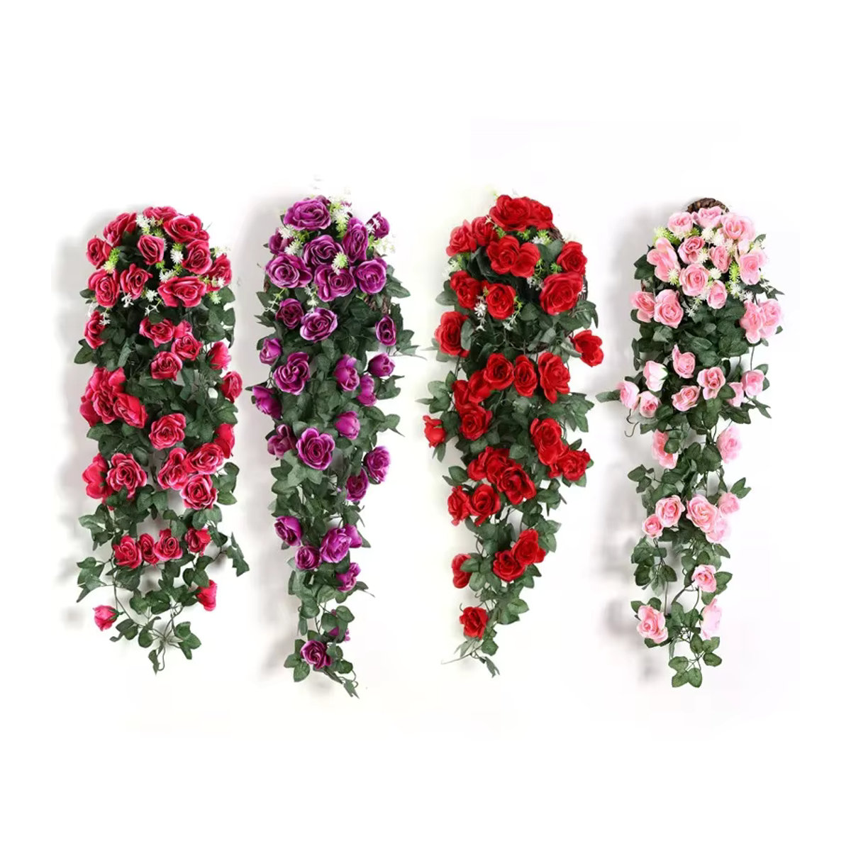Yaoshine Künstliche Hängepflanzen mit Rosen und Ranken in Weiß und Mehrfarbig für die Dekoration von Hochzeit, Garten, Schlafzimmer oder Indoor und Outdoor - Bild 4