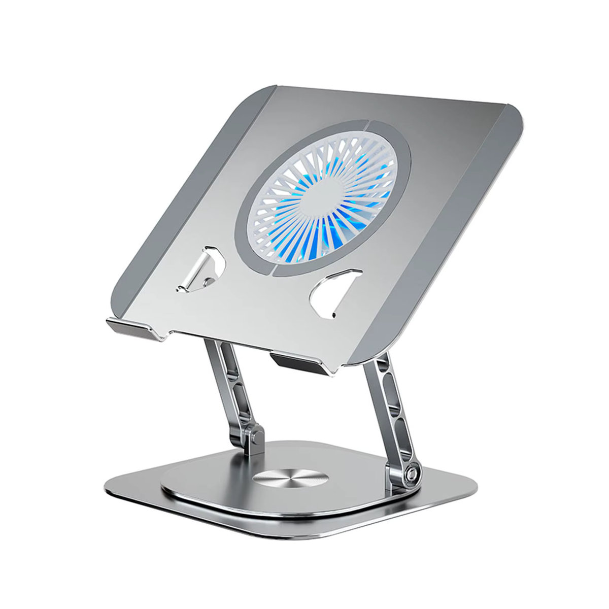 YASOKO Laptopständer 360 Grad drehbar aus Aluminiumlegierung in Silber mit klappbarem Lüfter für 7 bis 17 Zoll - Bild 2