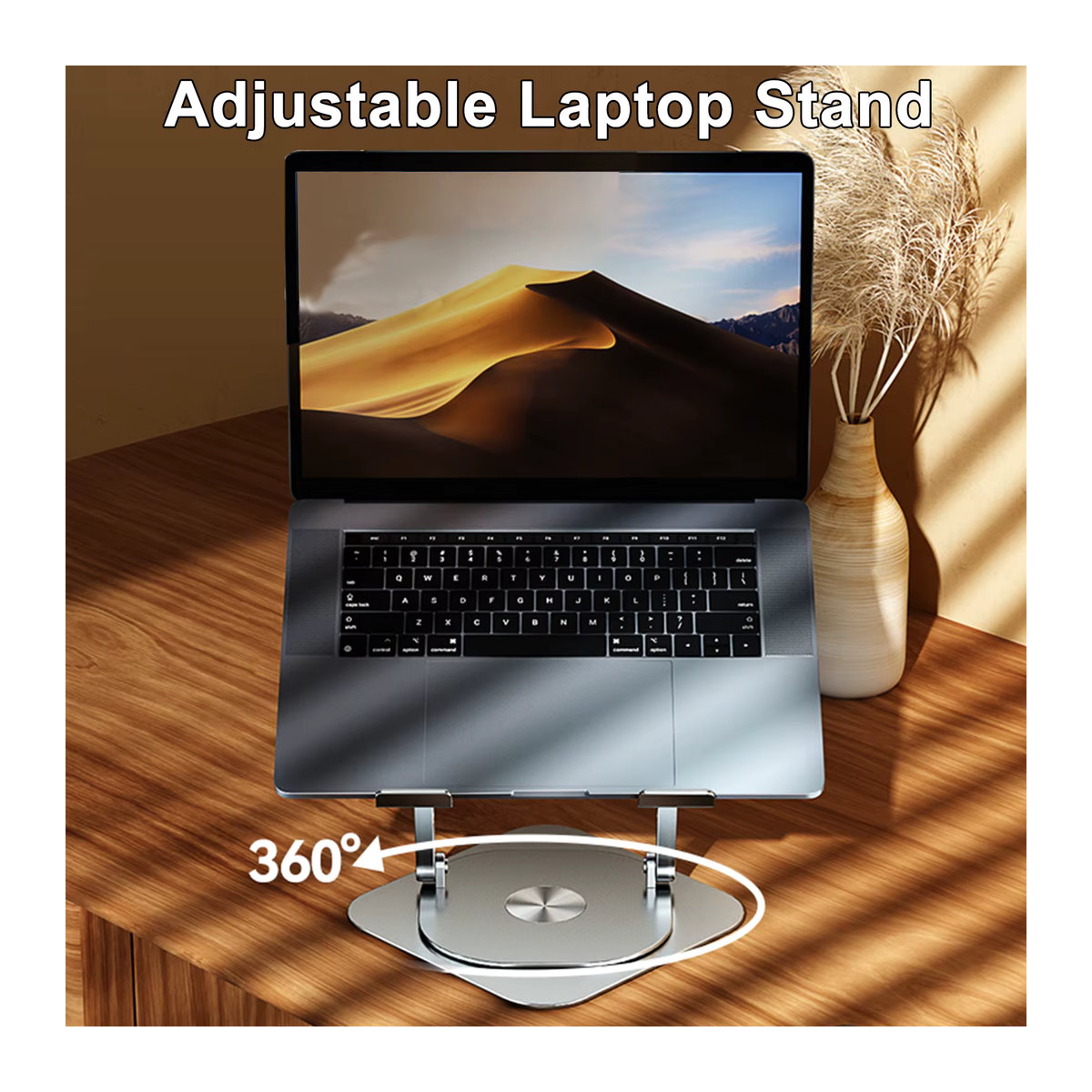 YASOKO Laptopständer 360 Grad drehbar aus Aluminiumlegierung in Silber mit klappbarem Lüfter für 7 bis 17 Zoll - Bild 4