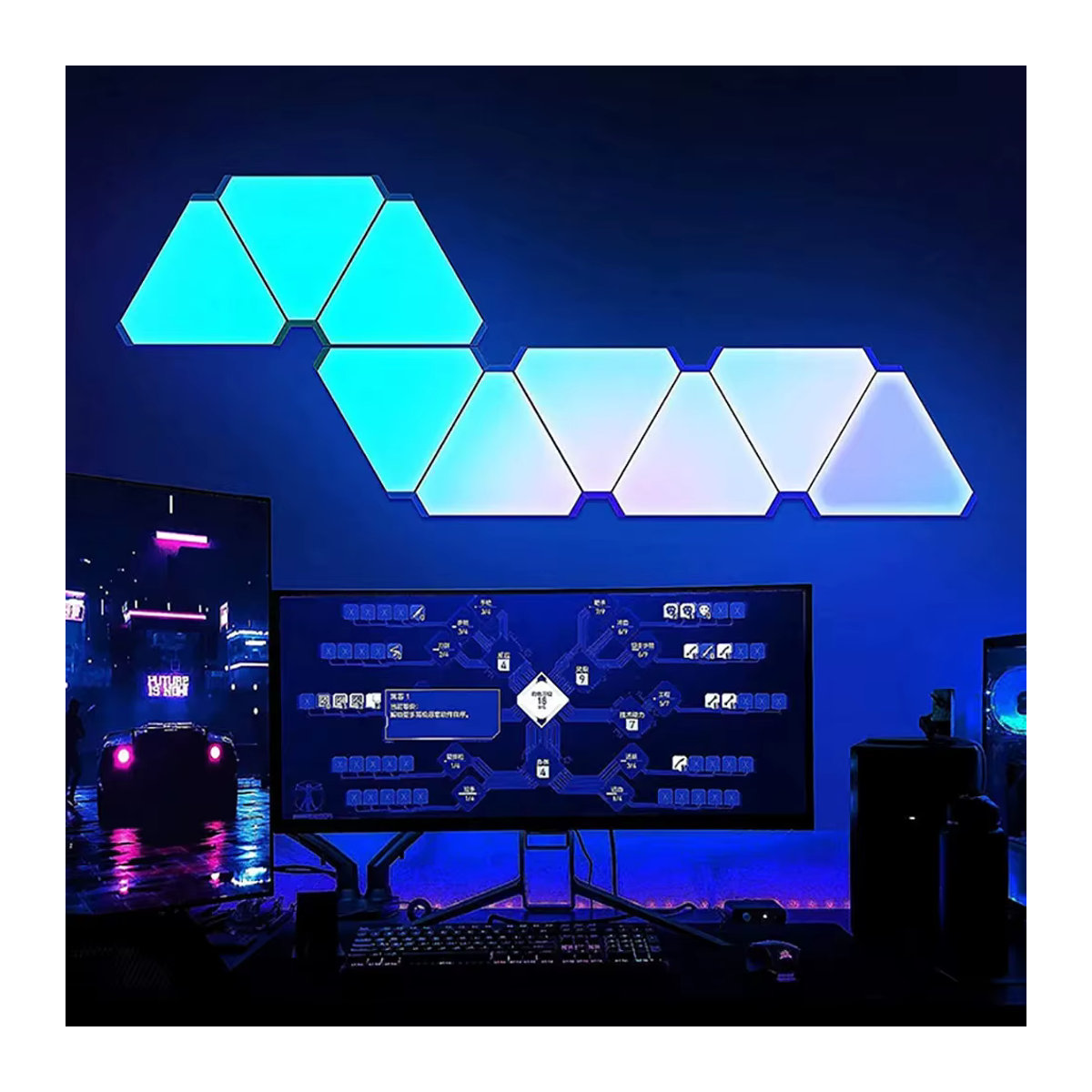 YBXZN RGB IC LED Wandleuchte Dreieck DIY Musik-Rhythmus Ambiente-Beleuchtung mit Bluetooth APP-Steuerung in Bunt für Schlafzimmer und Spielzimmer - Bild 3