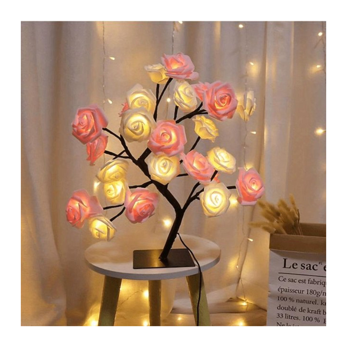 YC Direct LED Rosenblume Tischlampe in Rosa, moderne Dekoration aus Kunststoff mit 24 LEDs und USB-Betrieb - Bild 1