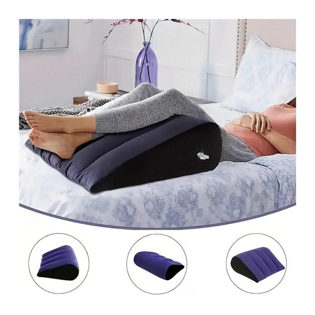 YC Direct Plüsch-Beinkissen mit aufblasbarem PVC-Dreieckskissen, tragbar und waschbar - Bild 1