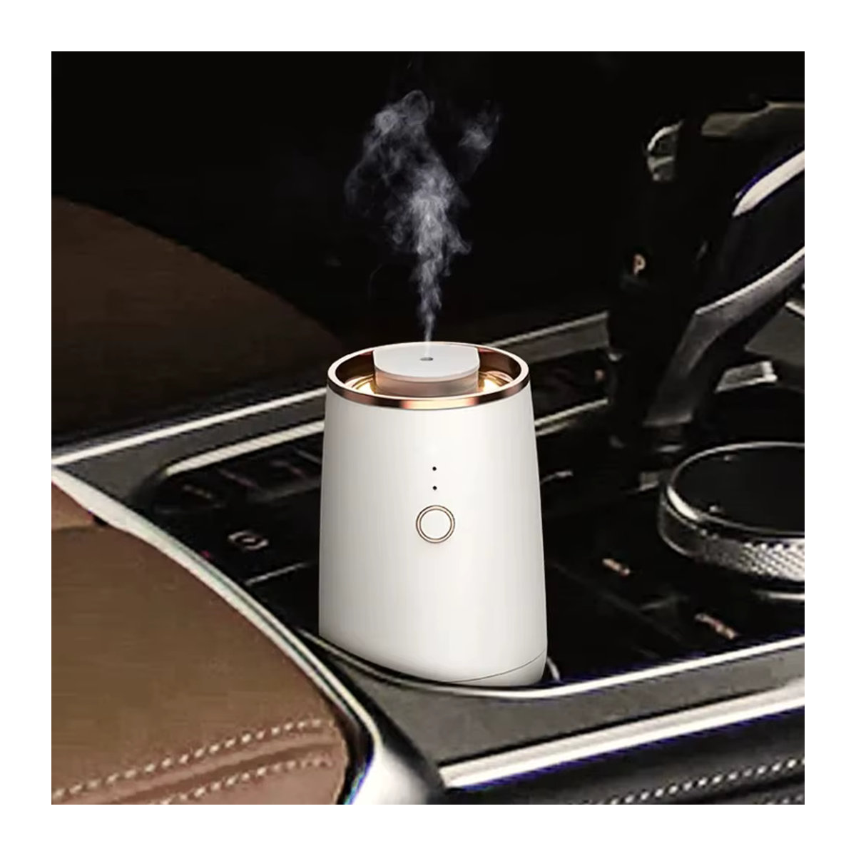 YCTMO Auto-Aroma-Diffusor in Weiß mit USB-Ladefunktion, wiederaufladbarer elektrischer Lufterfrischer für ätherische Öle mit 9-farbiger LED-Beleuchtung und Startfunktion - Bild 4