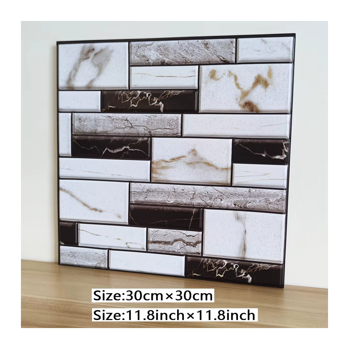 Ye Selbstklebende Wandaufkleber im Marmormuster, 5 Stück, Weiß, Rechteckig, Minimalistischer Stil zur Wanddekoration - Bild 2