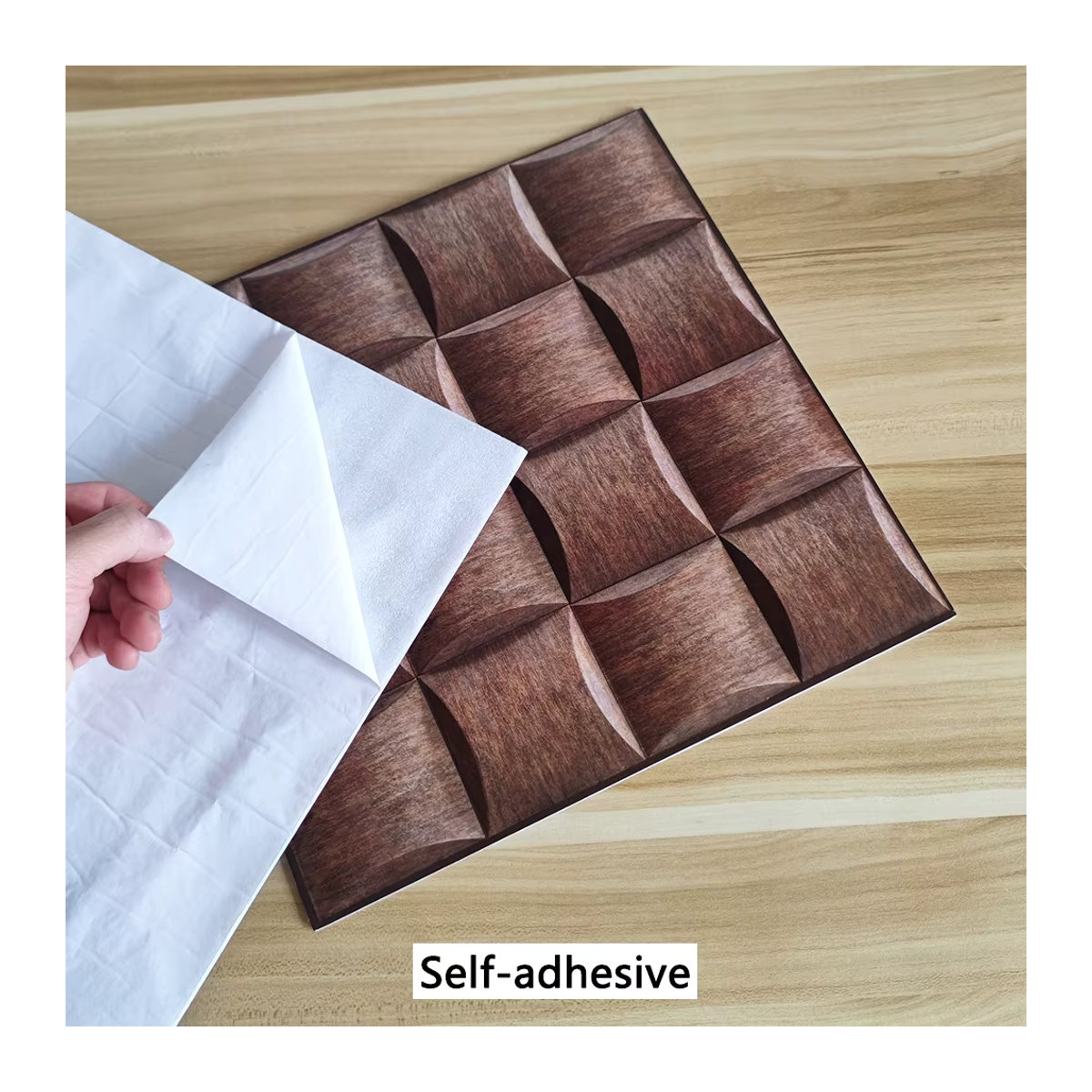 Ye Selbstklebende Wandaufkleber im minimalistischen Softpack-Muster, Braun, Geometrisch, Quadratisch, PVC - Bild 3