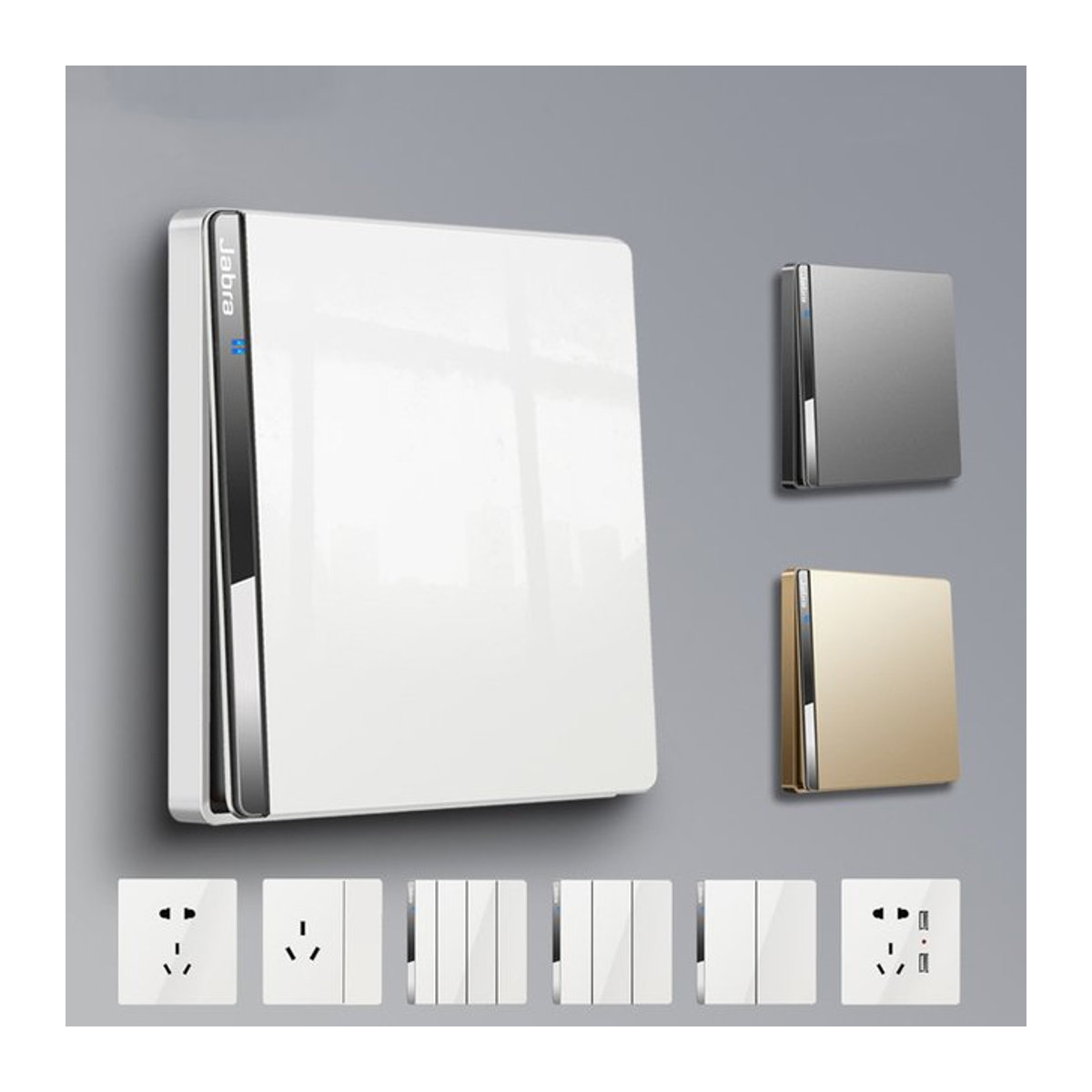 YEEKPORT Elektrischer Haushaltsschalter in Weiß mit LED-Anzeige und modernem Design im Farbporzellanimitation-Stil, 250 V - Bild 1