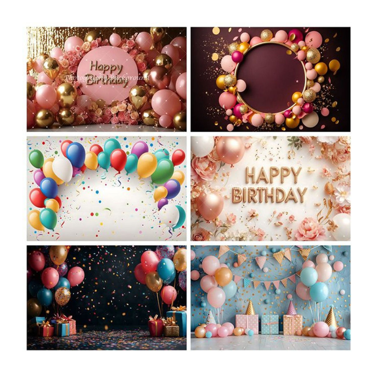 Yeele Geburtstag und Babyparty Hintergrund Dekoration mit Luftballons in Mehrfarbig, Rechteckiges Banner für Fotostudio Requisiten - Bild 1