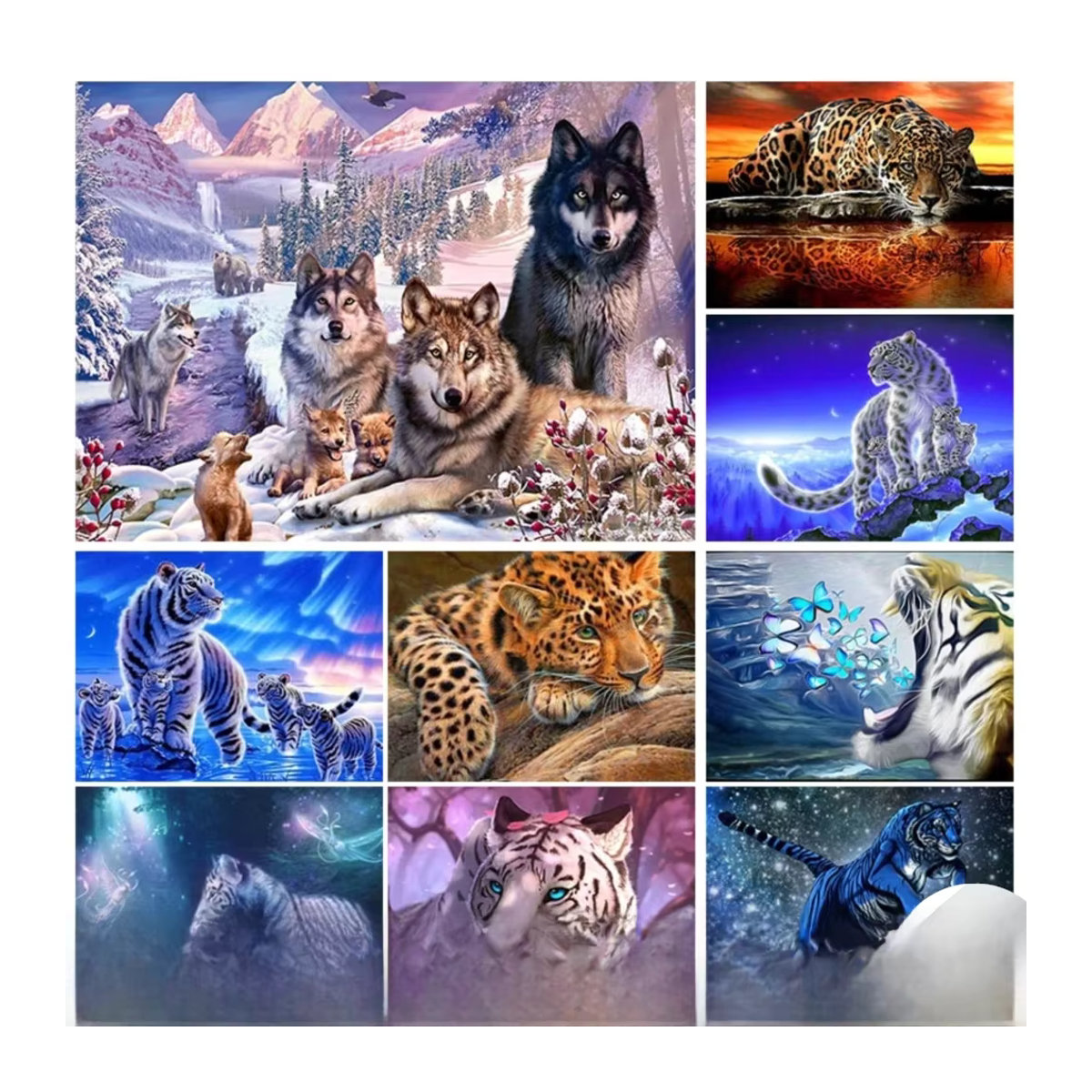 YEHUA STAR Diamantmalerei Set Tiere Wolf und Tiger mit 120 Farben als DIY Diamant Mosaik Stickerei Set, mehrfarbig, 40 x 40 cm - Bild 4