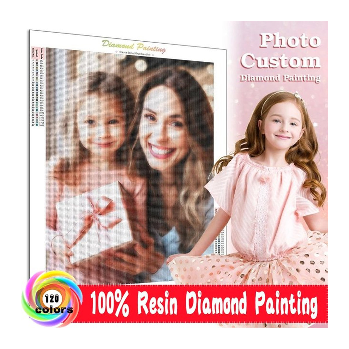 YEHUA STAR Personalisierte 5D Samt Leinwand mit AB Diamant Mosaik als individuelles Kreuzstich-Set für Hochzeitsdeko, mehrfarbig - Bild 1