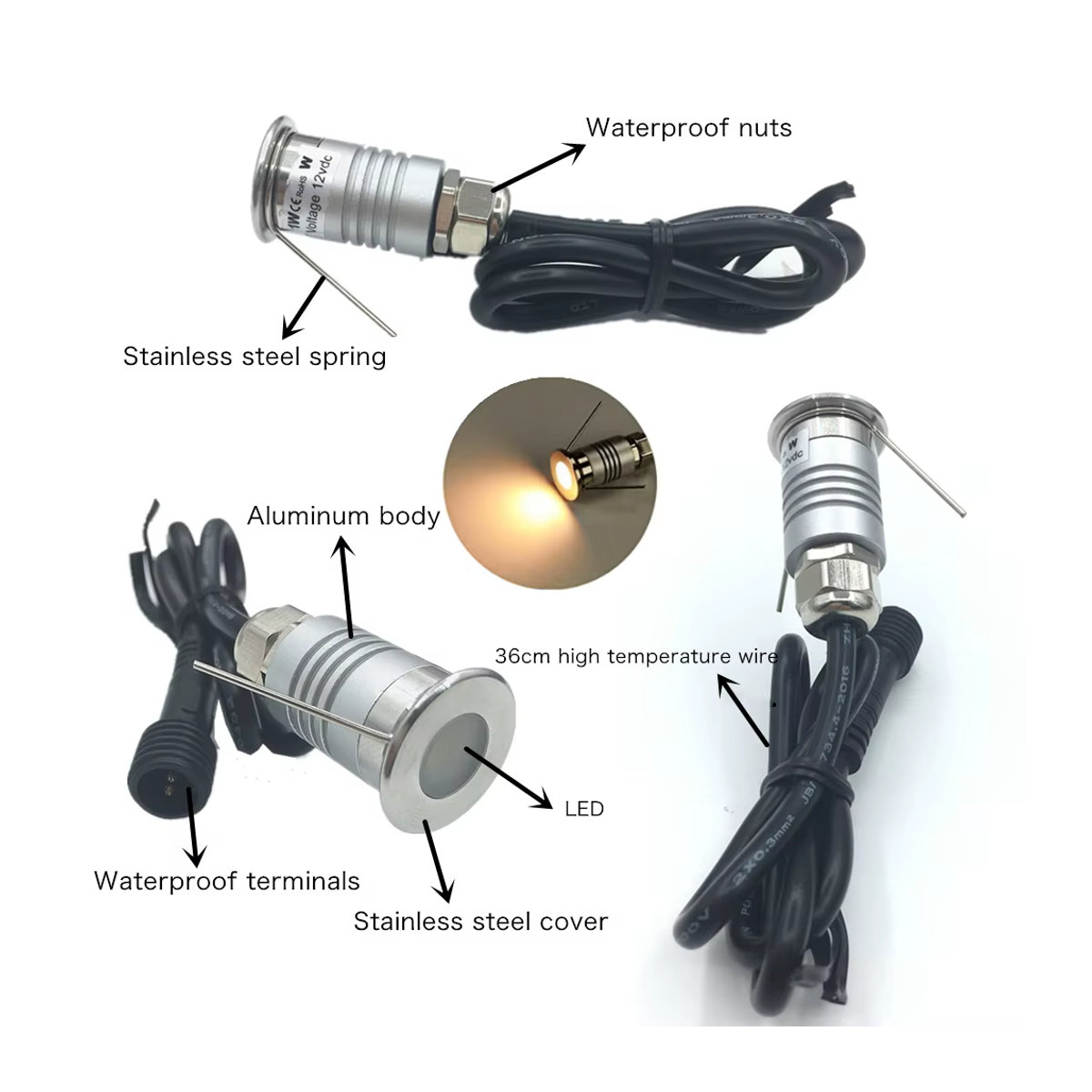 YELEDWAY IP67 Wasserdichter Mini Garten LED Spot aus Edelstahl und Aluminium für die Landschaftsbeleuchtung DC12V - Bild 4