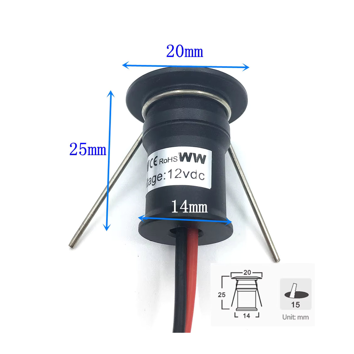 YELEDWAY LED Einbaustrahler Weiß, Dimmbarer 1W LED Einbauscheinwerfer IP65 DC12V für Küche, Decke und Schrankbeleuchtung - Bild 4