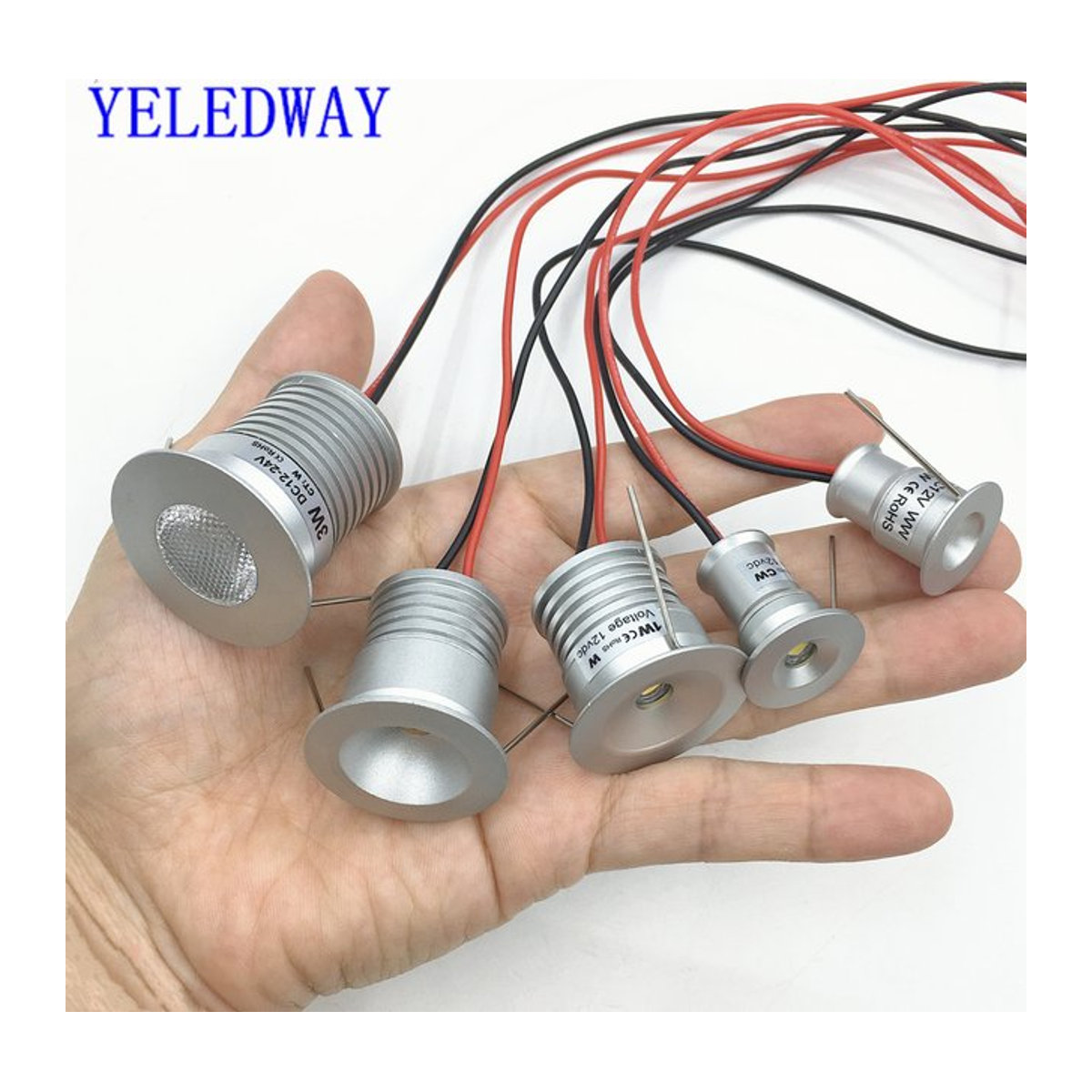 YELEDWAY LED-Mini-Downlight Einbaustrahler aus Aluminium in Silber, dimmbar, 3 W, DC12 V - Bild 1