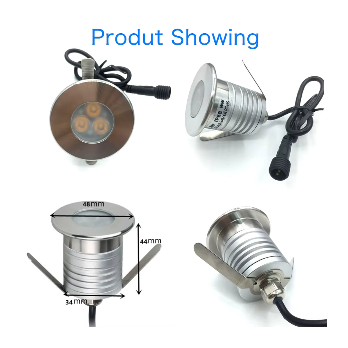 YELEDWAY LED Unterwasser Spot Lampe IP68 Wasserdicht 3W 12V aus Edelstahl in Silber für Pool Teich und Garten - Bild 5
